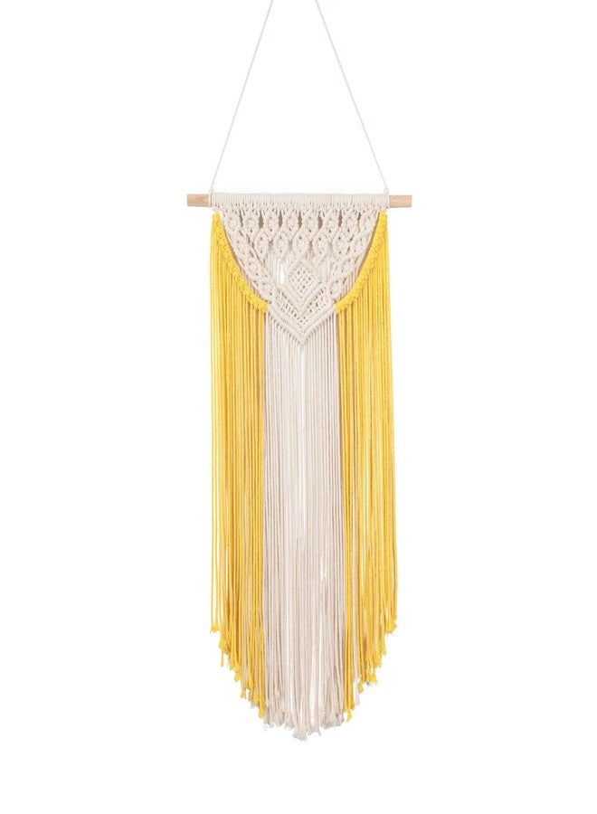 RLoncomix Macrame Wall Hanging Art Woven Wall Decor Cotton Bohemian Chic Macrame Tapestry for Bedroom Livingroom Apartment Dorm Nursery Gallery Decoration, Yellow, 14" Wx24 L - Image 1
